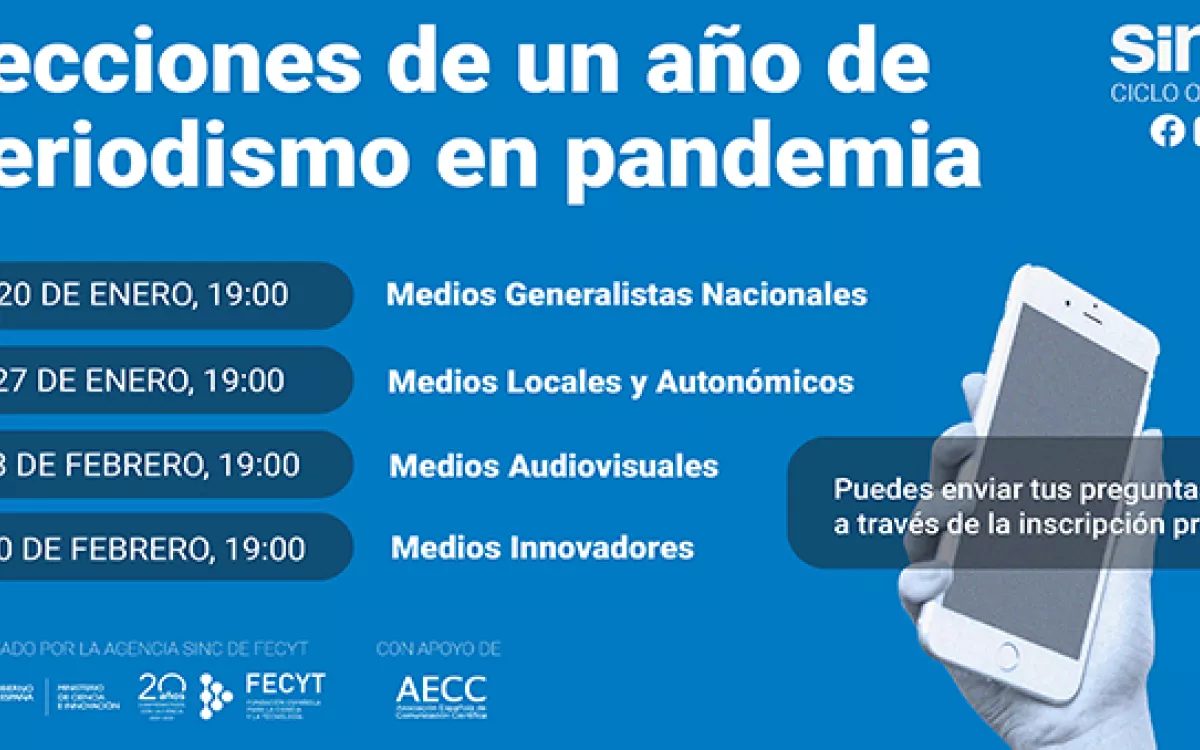 La agencia SINC organiza el ciclo de debates online ‘Lecciones de un año de periodismo en pandemia’