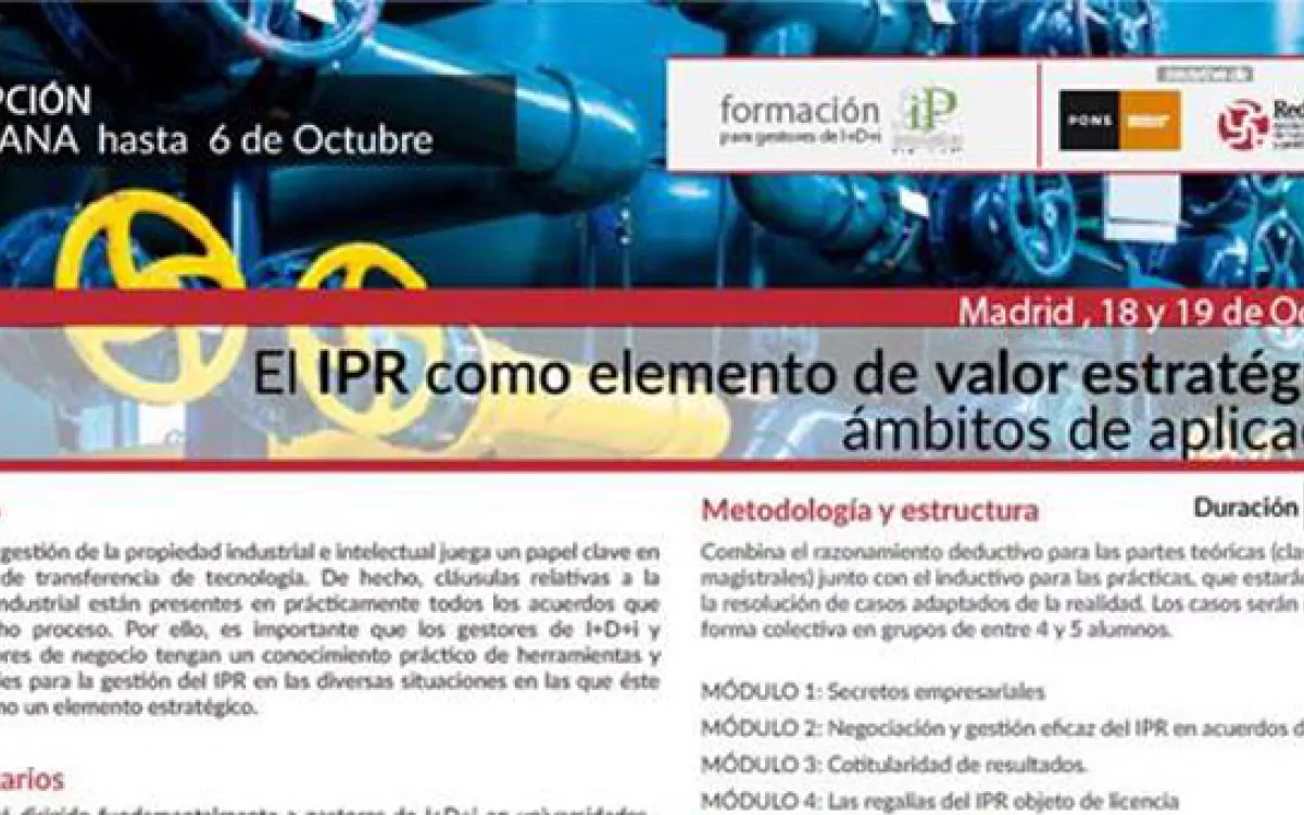 Curso: “El IPR como elemento de valor estratégico: ámbitos de aplicación”